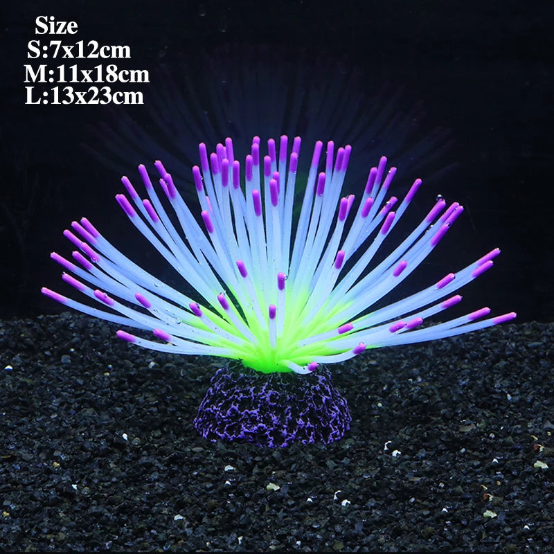 Artificial Silicone Sea Urchin Ball Decoration – Fluorescent Aquarium Ornament for Underwater Landscape and Fish Tank Design