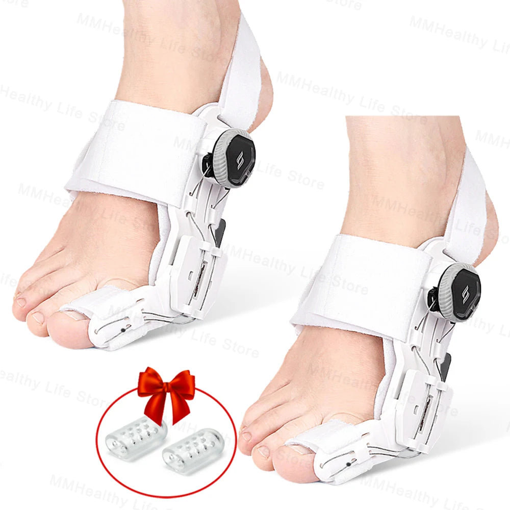 Adjustable Bunion Corrector – Hallux Valgus Toe Straightener with Rotating Knob, Toe Separator & Soft Silicone Pad