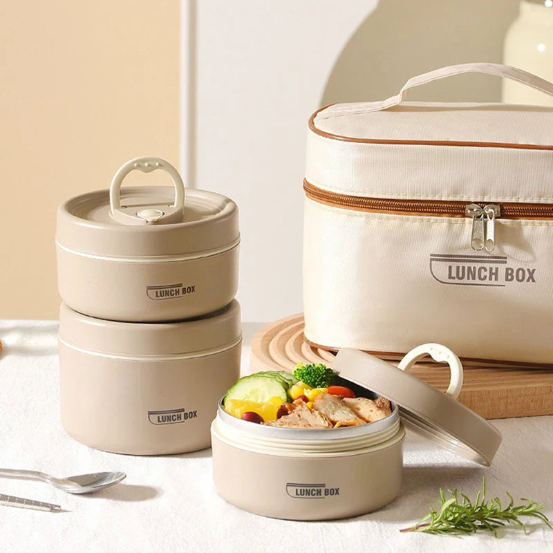 Stackable Stainless Steel Insulated Bento Lunch Box – Leakproof & Microwavable Food Container with Separate Layers