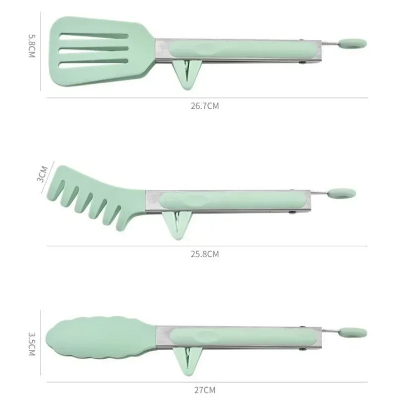 3-Piece Silicone and Stainless Steel Cooking Tongs – Heat-Resistant Non-Slip Grippers for BBQ, Bread, Meat, and Kitchen Use