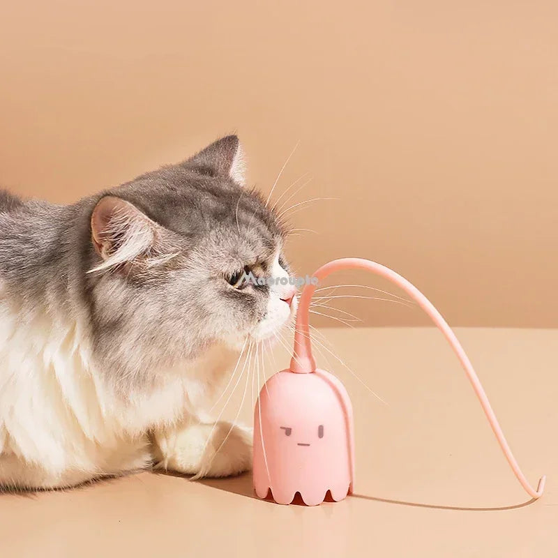 USB Rechargeable Interactive Cat Toy – Smart Rolling Ball with Rotating Tail for Automatic Play and Kitten Teasing