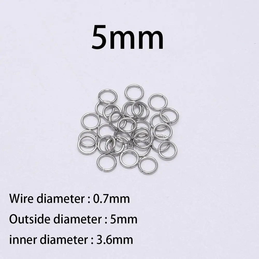 30–200pcs Stainless Steel Split Jump Rings – 3–25mm Open Loop Connectors for DIY Jewelry Making Accessories