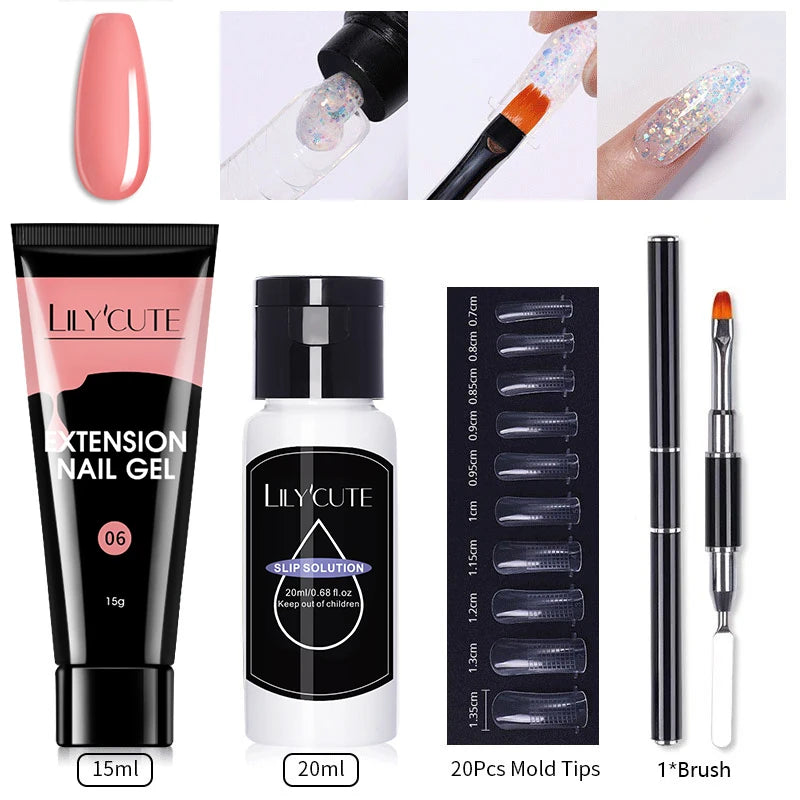 15ml Nail Extension Gel Kit – Soak Off UV Acrylic Gel in White, Clear & Pink for Home or Salon Nail Art