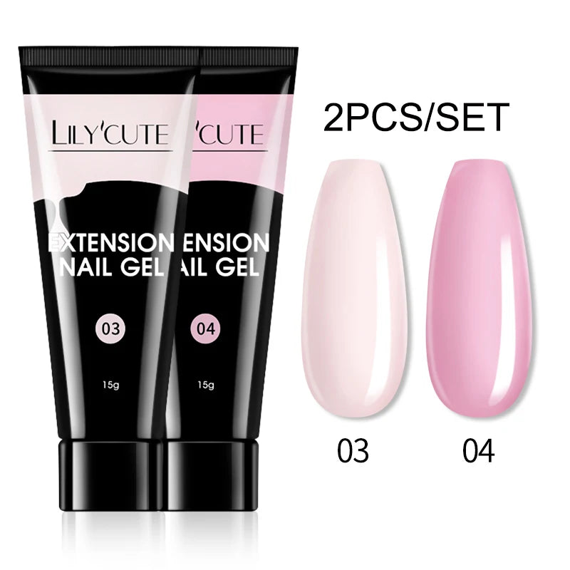 15ml Nail Extension Gel Kit – Soak Off UV Acrylic Gel in White, Clear & Pink for Home or Salon Nail Art
