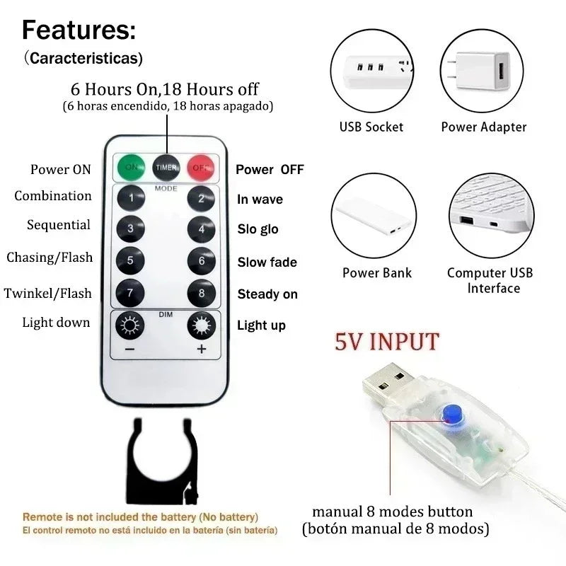 USB Curtain Fairy Lights with Remote – 8 Modes LED Window Garland, 3x3M to 6x3M Sizes, Warm/Cold/Multicolor for Holiday & Home Decor