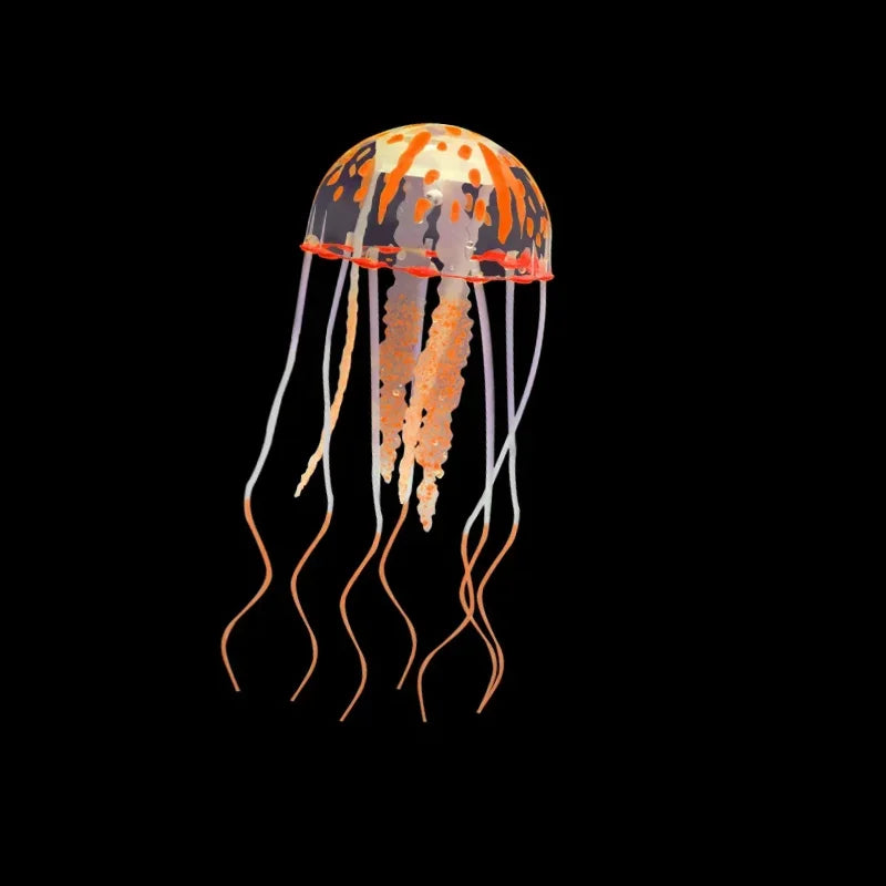 Artificial Glowing Jellyfish Aquarium Ornament – Soft Silicone Floating Decoration for Fish Tanks – Luminous Underwater Décor for Fresh or Salt Water