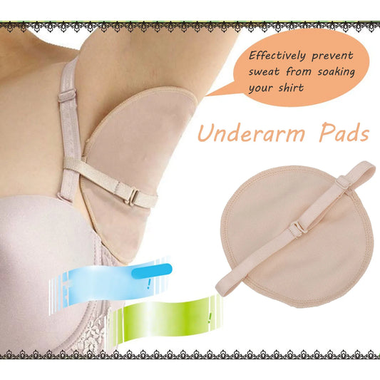 2PCS Reusable Underarm Sweat Pads – Adjustable Cotton Armpit Straps for Odor and Moisture Control for Men and Women