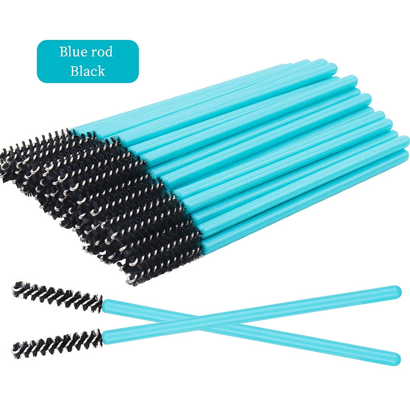 50-Piece Disposable Eyelash Mascara Brushes – Crystal Diamond Handle Spoolies for Lash Extension & Eyebrow Grooming