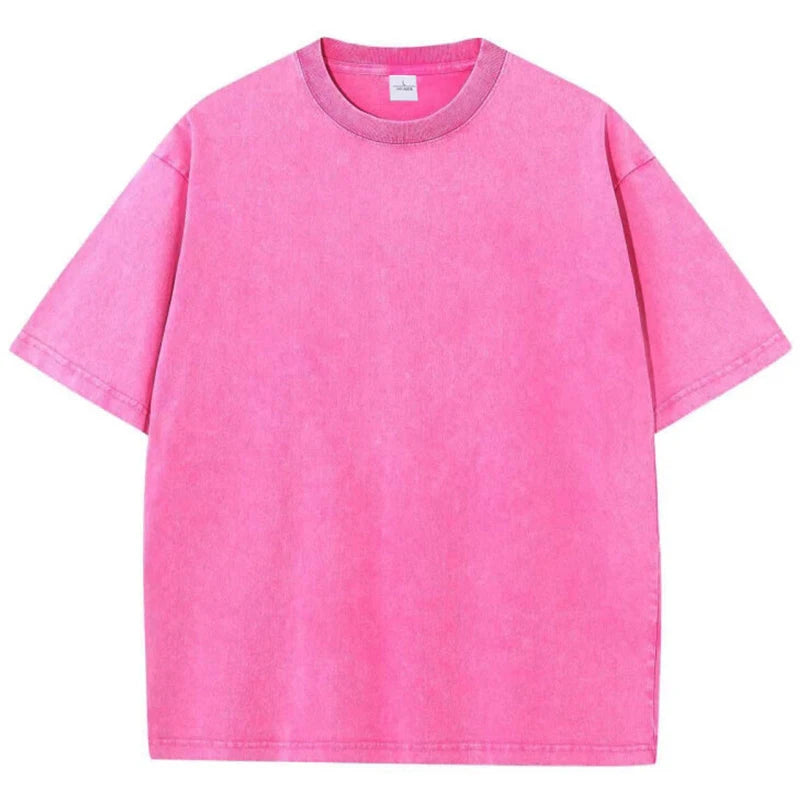 Washed Oversized Cotton T-Shirt – Vintage Y2K Short Sleeve Tee for Men and Women