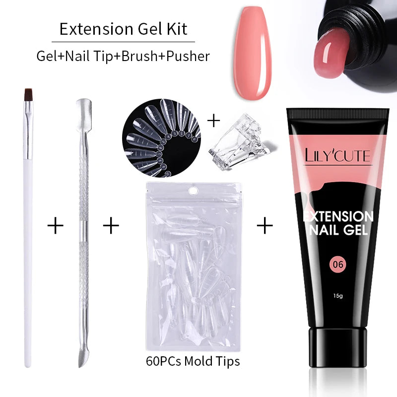 15ml Nail Extension Gel Kit – Soak Off UV Acrylic Gel in White, Clear & Pink for Home or Salon Nail Art