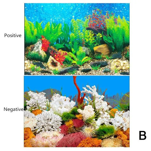 3D Aquarium Background Sticker – Double-Sided Fish Tank Landscape Poster – Ocean Plant Aquascape Waterproof Wallpaper Décor