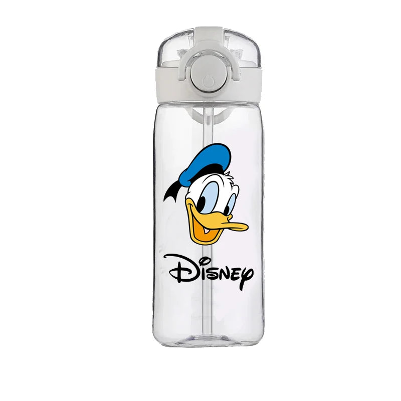 400ml Cartoon Straw Water Cup for Kids – Drop-Resistant Portable Drinking Bottle with Lid and Handle, Donald Duck Design for School or Gifts