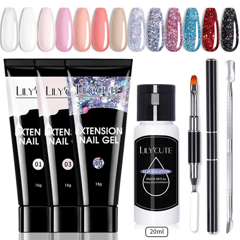 15ml Nail Extension Gel Kit – Soak Off UV Acrylic Gel in White, Clear & Pink for Home or Salon Nail Art