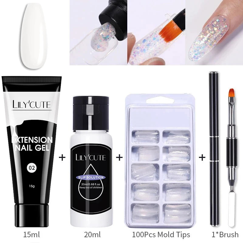 15ml Nail Extension Gel Kit – Soak Off UV Acrylic Gel in White, Clear & Pink for Home or Salon Nail Art
