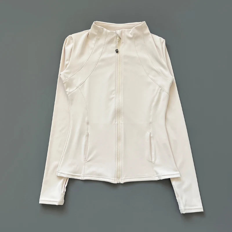 Women's Slim-Fit Quick-Dry Fitness Jacket – Long Sleeve Zip Yoga & Running Top