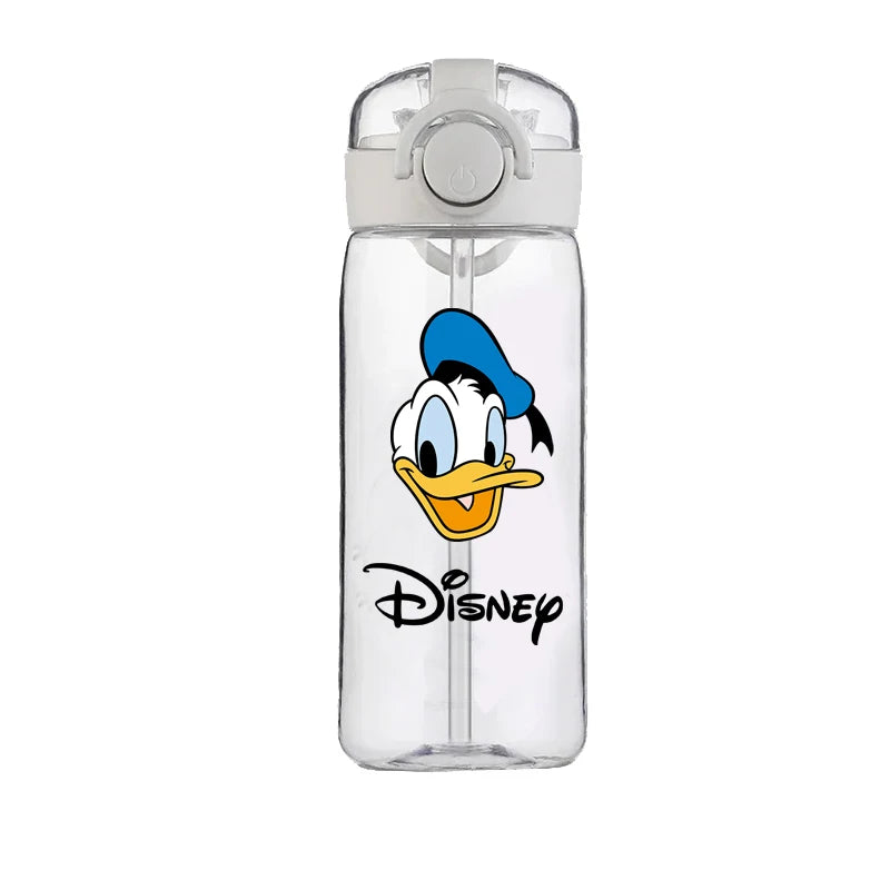 400ml Cartoon Straw Water Cup for Kids – Drop-Resistant Portable Drinking Bottle with Lid and Handle, Donald Duck Design for School or Gifts