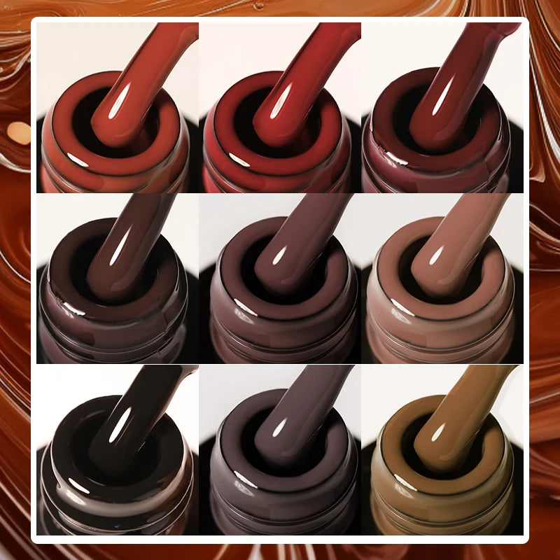 7ml Brown Earth Tone Gel Nail Polish – Coffee Color Series UV Soak-Off Varnish for Autumn & Winter