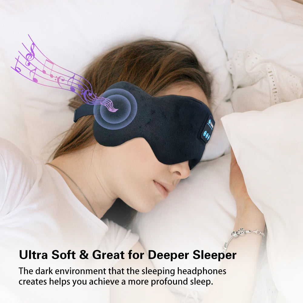 Bluetooth 5.3 Sleeping Mask with Wireless Headphones – Soft Velvet Eye Shade for Men & Women