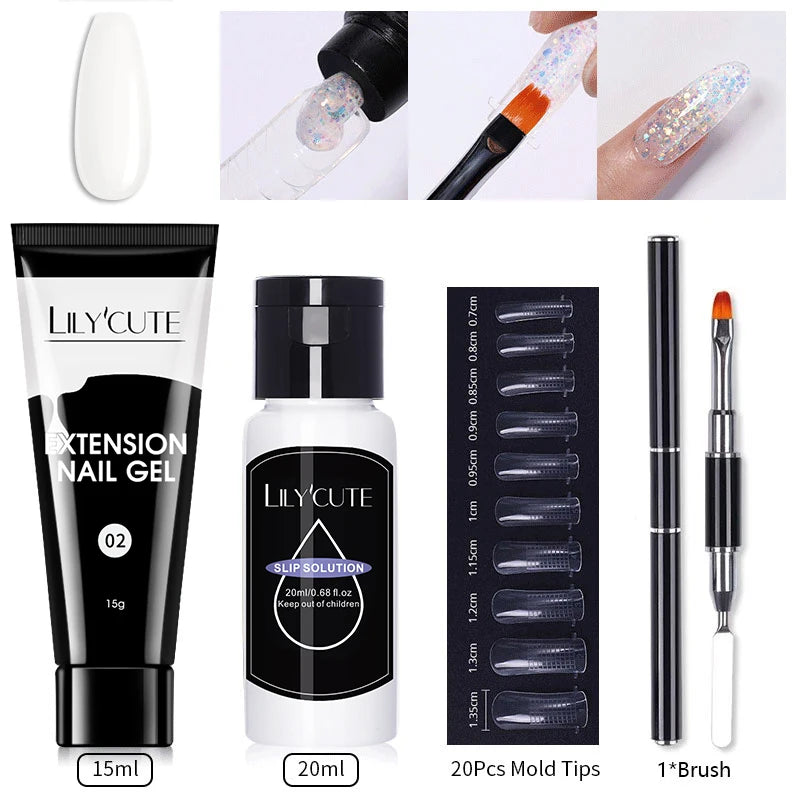 15ml Nail Extension Gel Kit – Soak Off UV Acrylic Gel in White, Clear & Pink for Home or Salon Nail Art