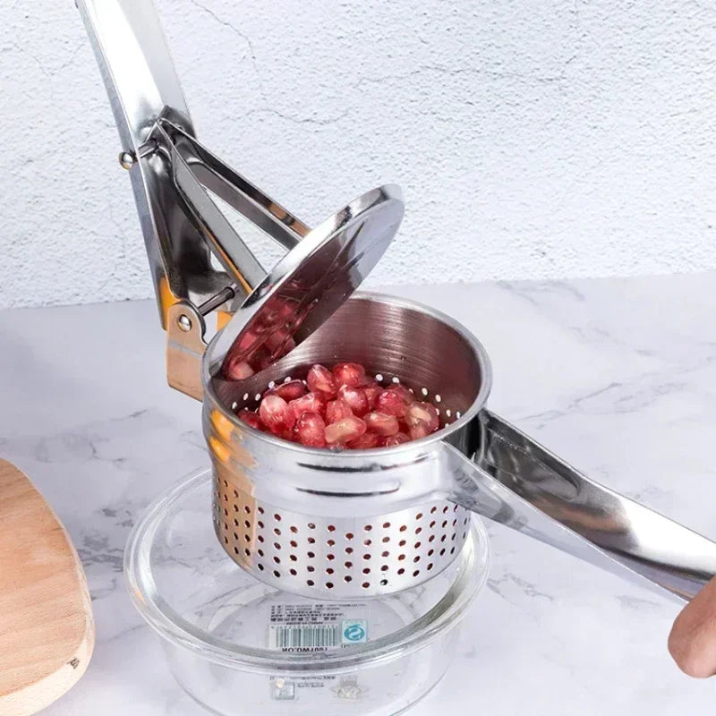 Stainless Steel Potato Ricer & Masher – Heavy-Duty Fruit and Vegetable Press for Puree, Juicing, and Mashing