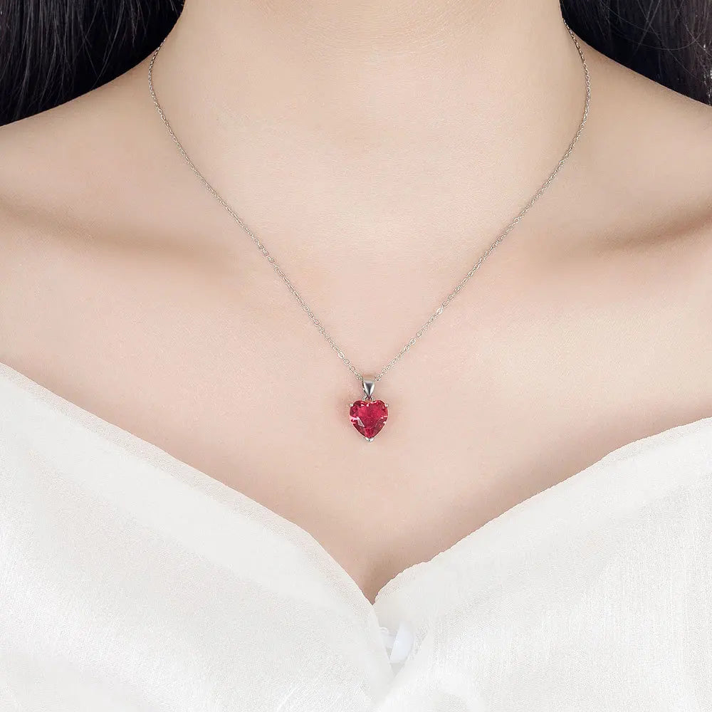 925 Sterling Silver Heart Zircon Jewelry Set – Necklace, Earrings & Ring for Women, Elegant Wedding & Engagement Accessory