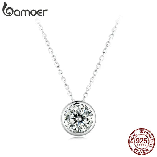 1 Carat Moissanite Pendant Necklace for Women – 925 Sterling Silver Bazel Setting, D Color VVS1 Diamond Look, Wedding & Gift Jewelry