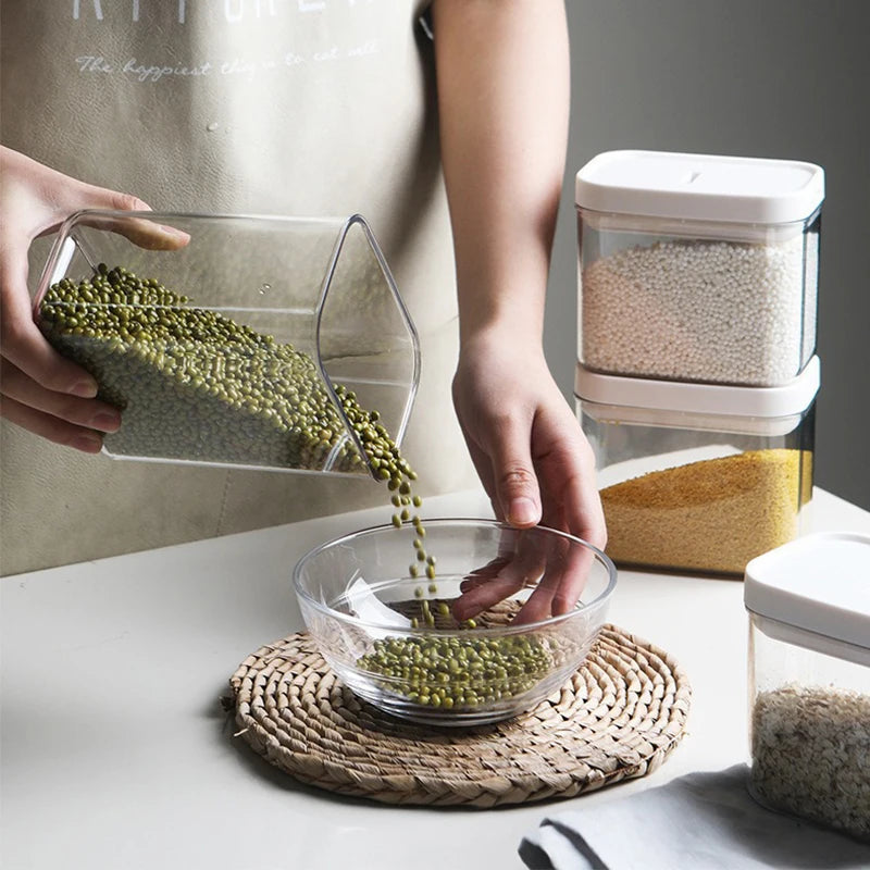 Clear Food-Grade Plastic Storage Jar – Airtight Container for Cereals, Snacks, Beans & Kitchen Organization