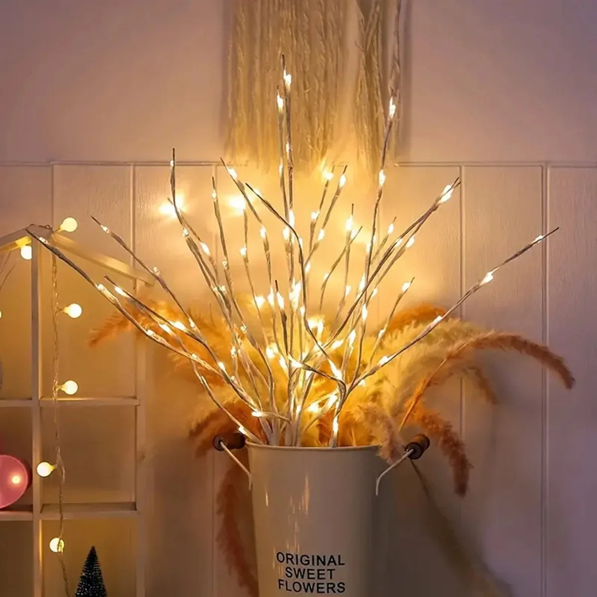 Battery-Operated LED White Birch Branch Lights – 28" Warm or White Twinkle Twig Lights for Christmas, Weddings, Bedroom & Outdoor Decor