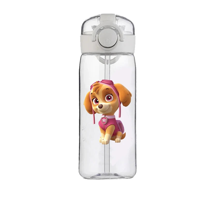 400ml PAW Patrol Chase Water Bottle – Leak-Proof Cartoon Plastic Cup with Straw for Kids, School, and Outdoor Sports Use