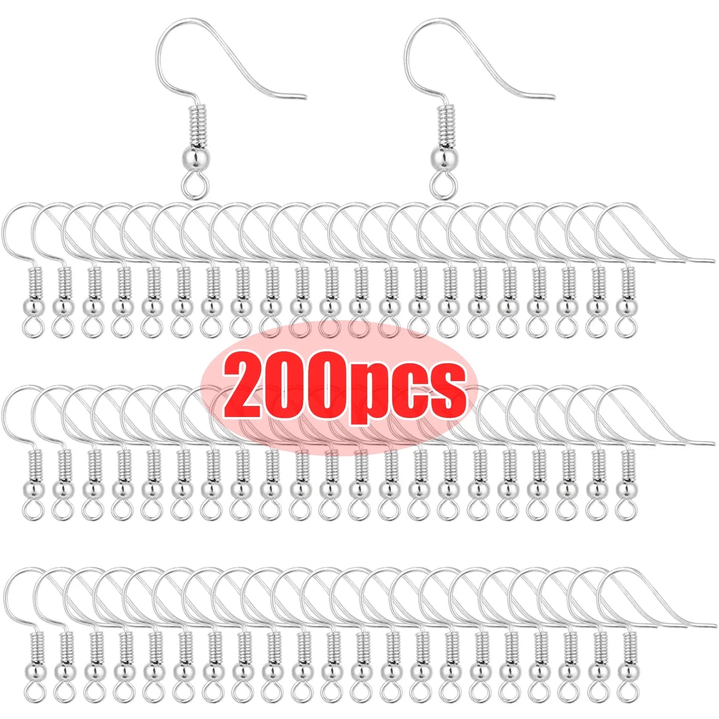 100/200pcs Stainless Steel Hypoallergenic Earring Hooks – DIY Jewelry Making Clasps & Findings for Handmade Earrings