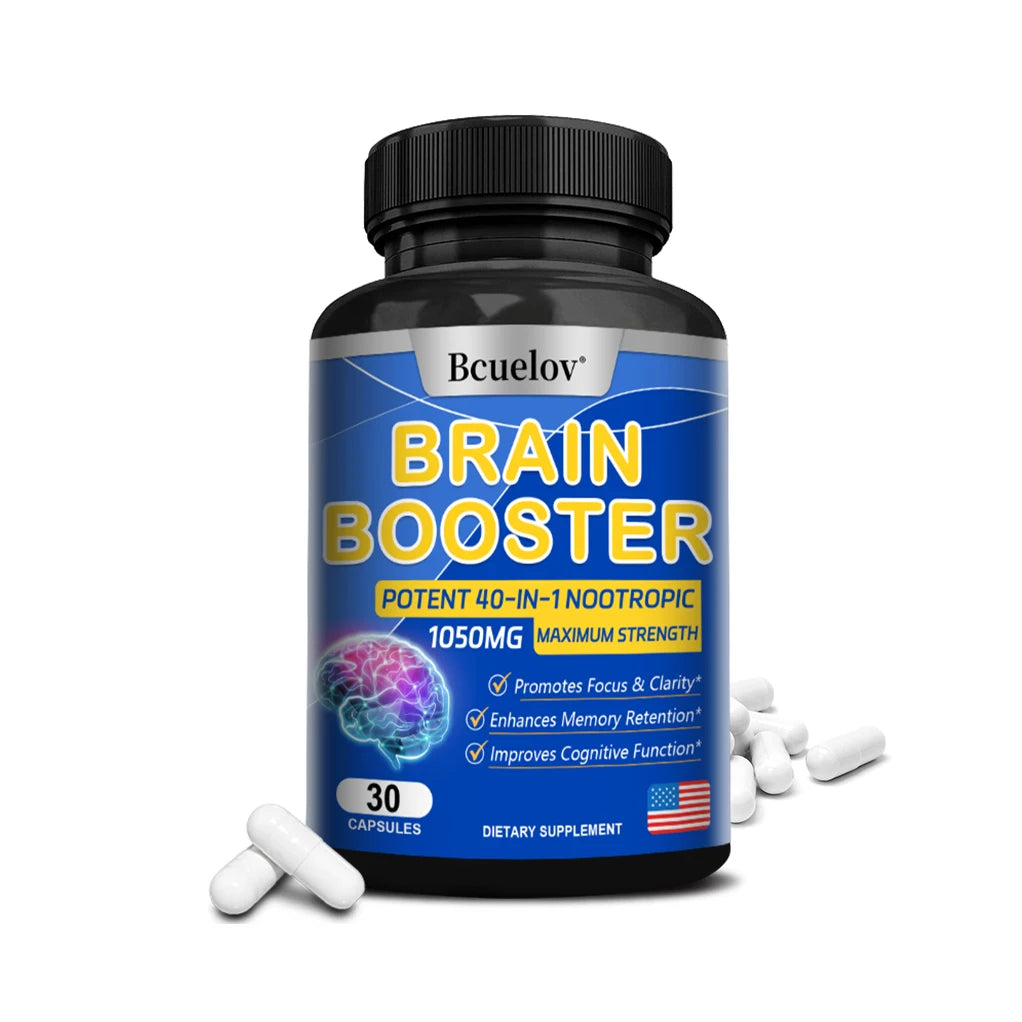Advanced Brain Booster Supplement – Enhances Memory, Focus, and Cognitive Function – Supports Brain Development – 30/60/120 Capsules