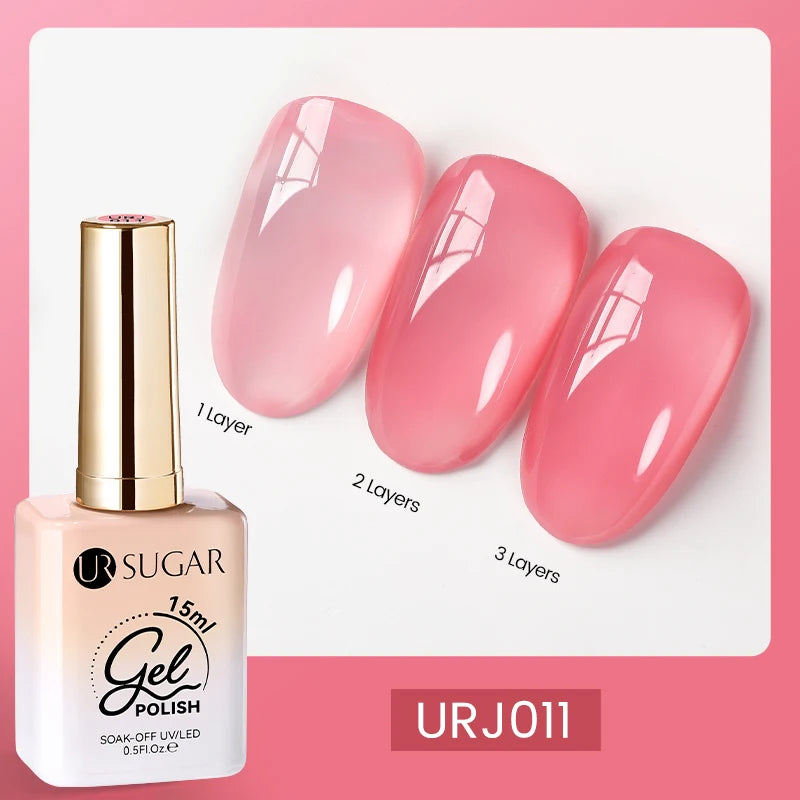 UR SUGAR 15ml Blood Red Jelly Gel Polish – Translucent Crystal Nude Gel for Fall & Winter UV/LED Manicure