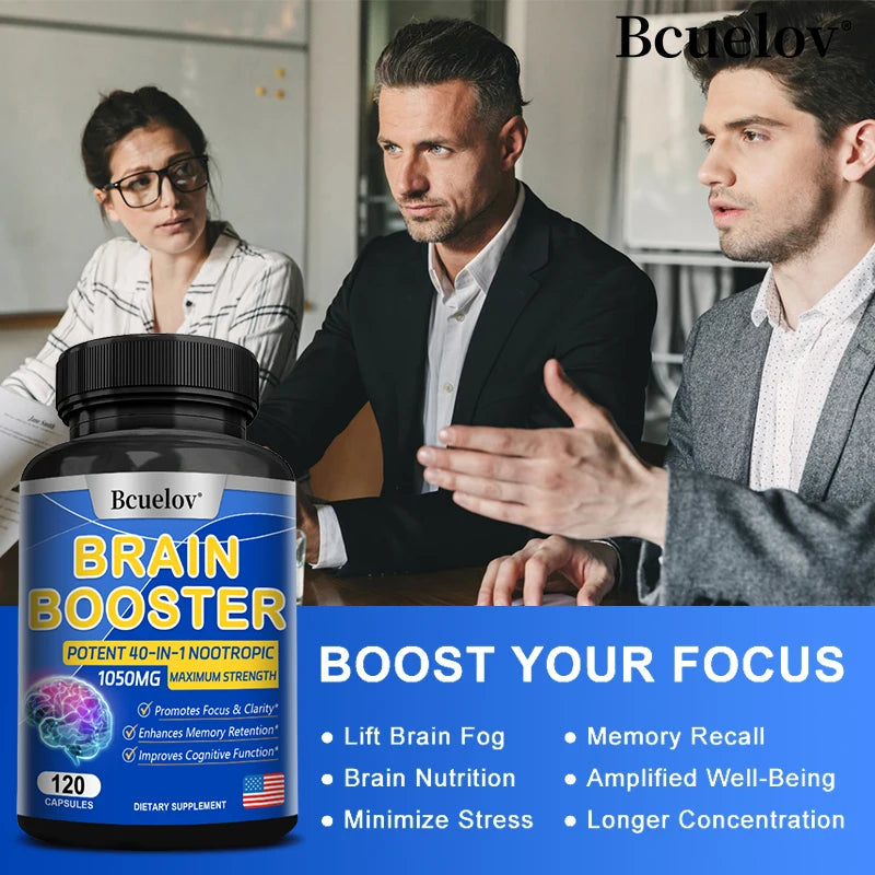 Advanced Brain Booster Supplement – Enhances Memory, Focus, and Cognitive Function – Supports Brain Development – 30/60/120 Capsules