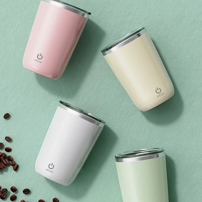 304 Stainless Steel Self-Stirring Mug – Rechargeable Automatic Magnetic Coffee Mixer Cup, 340ml Smart Water Bottle