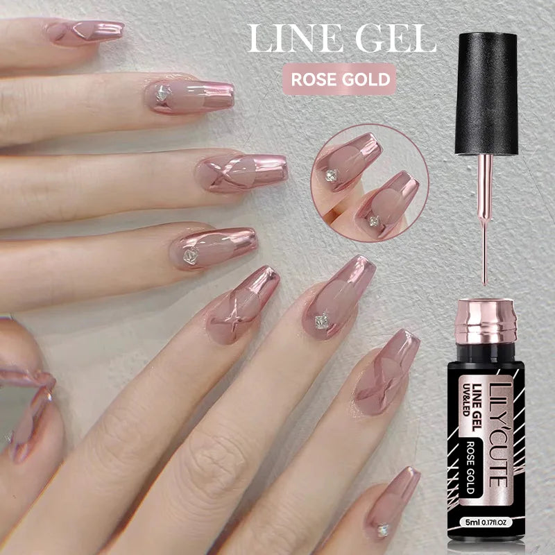7ml Metallic Chrome Silver Mirror Effect Gel – Super Bright Line Art & French Tip Nail Painting Gel Polish