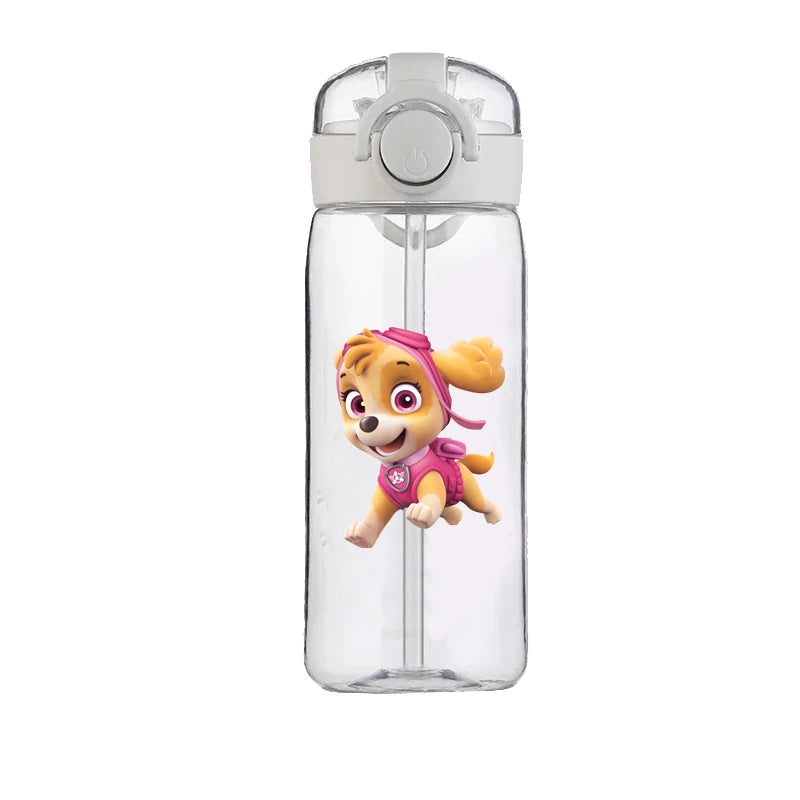 400ml PAW Patrol Chase Water Bottle – Leak-Proof Cartoon Plastic Cup with Straw for Kids, School, and Outdoor Sports Use