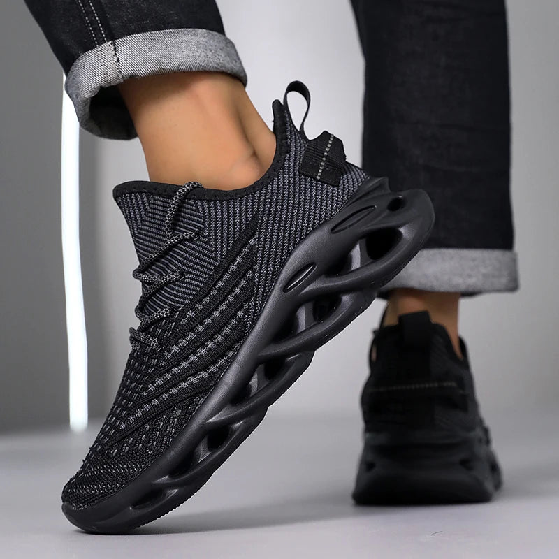 Unisex Red Mesh Running Shoes – Breathable Lightweight Slip-On Sneakers with EVA Cushioning, Flying Weave Gym & Outdoor Footwear for Tennis or Long Distance