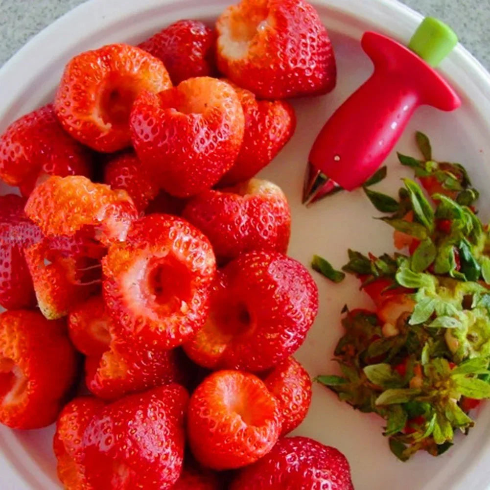 Strawberry Huller and Slicer Tool – Stainless Steel Leaf Stem Remover for Fruit, Salad, Cake, and Kitchen Prep