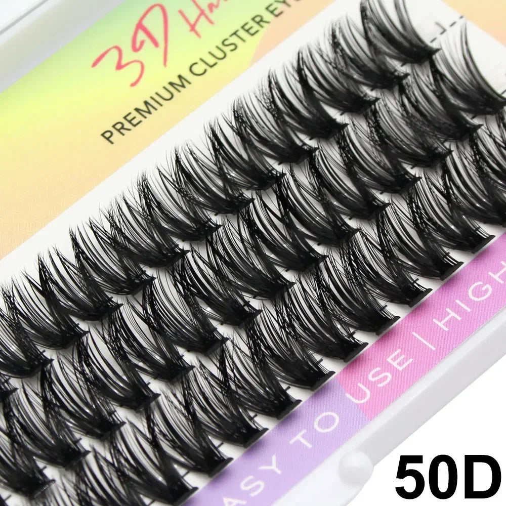 Silk Cluster Eyelash Extensions – Natural Long 3D Volume Faux Individual Lashes (60PCS, C/D Curl)