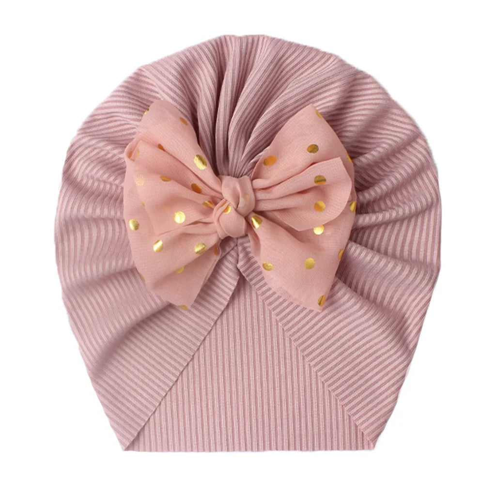 Soft Cotton Baby Turban Hat with Bow – Infant Girl Beanie for Newborn to 2 Years, Photography & Daily Wear