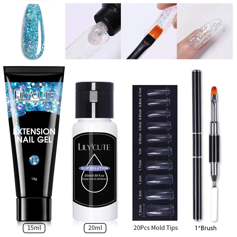 15ml Nail Extension Gel Kit – Soak Off UV Acrylic Gel in White, Clear & Pink for Home or Salon Nail Art