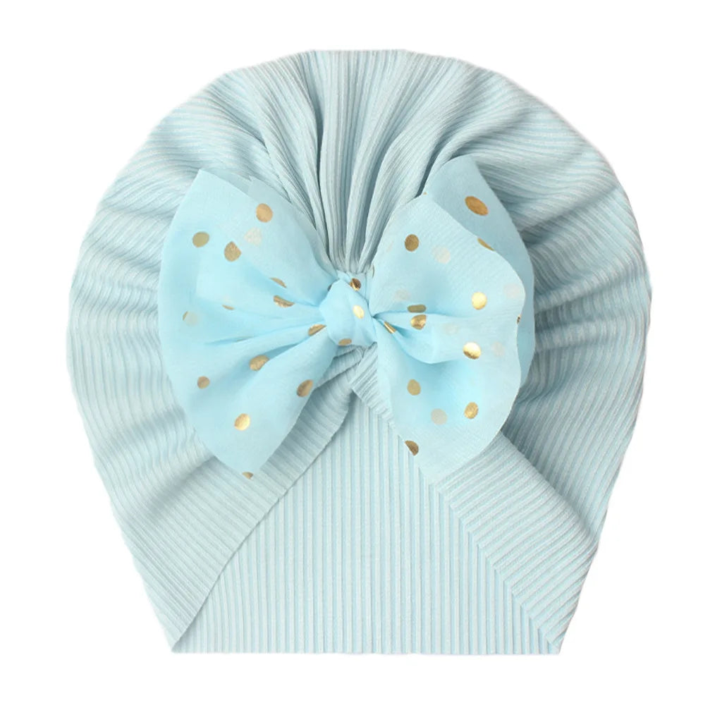 Soft Cotton Baby Turban Hat with Bow – Infant Girl Beanie for Newborn to 2 Years, Photography & Daily Wear