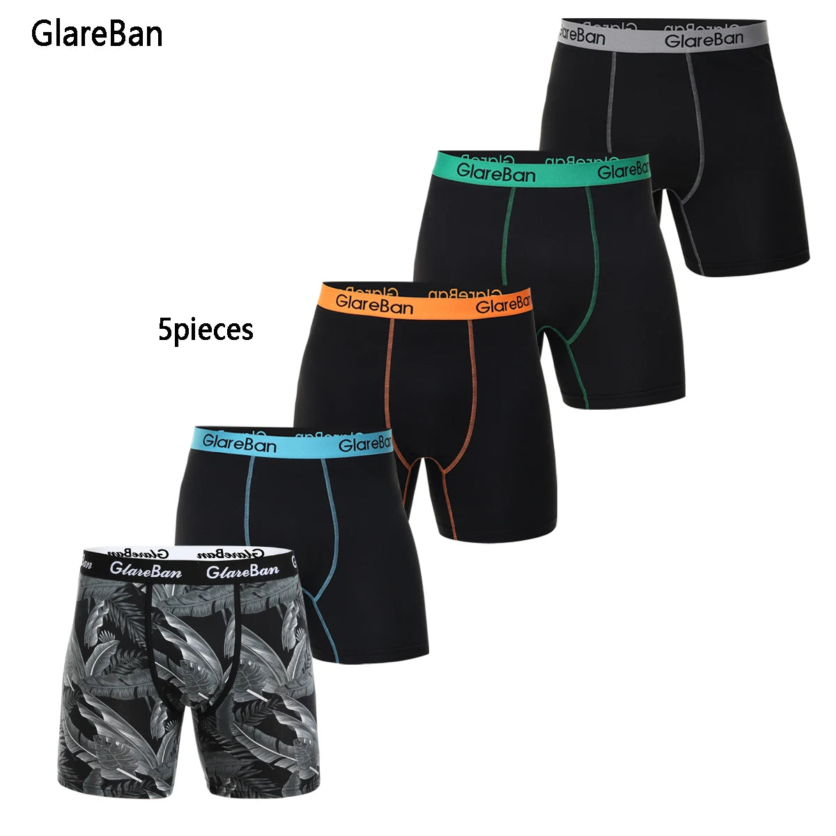 5-Pack Men's Mid-Length Boxer Shorts – Soft Stretch Polyester Briefs-Style Underwear (S–XXL)