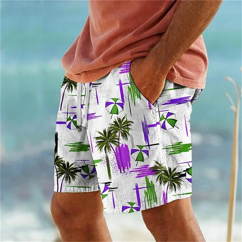 3D Palm Tree Print Beach Shorts – Unisex Summer Swimwear for Men and Women, Oversized Casual Fit