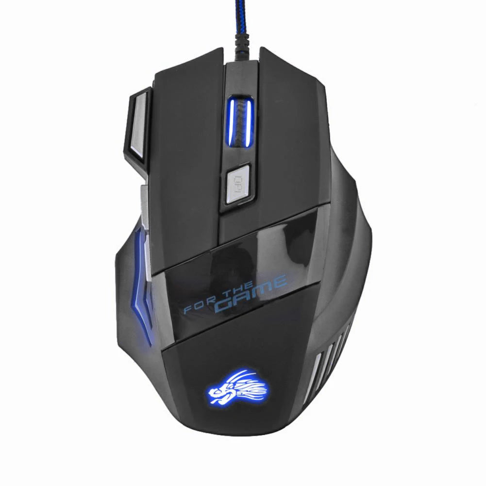 USB Wired Gaming Mouse – 7-Button Ergonomic Optical Mouse with Adjustable 5500 DPI and Backlit Design for PC Desktop Computer Gamers