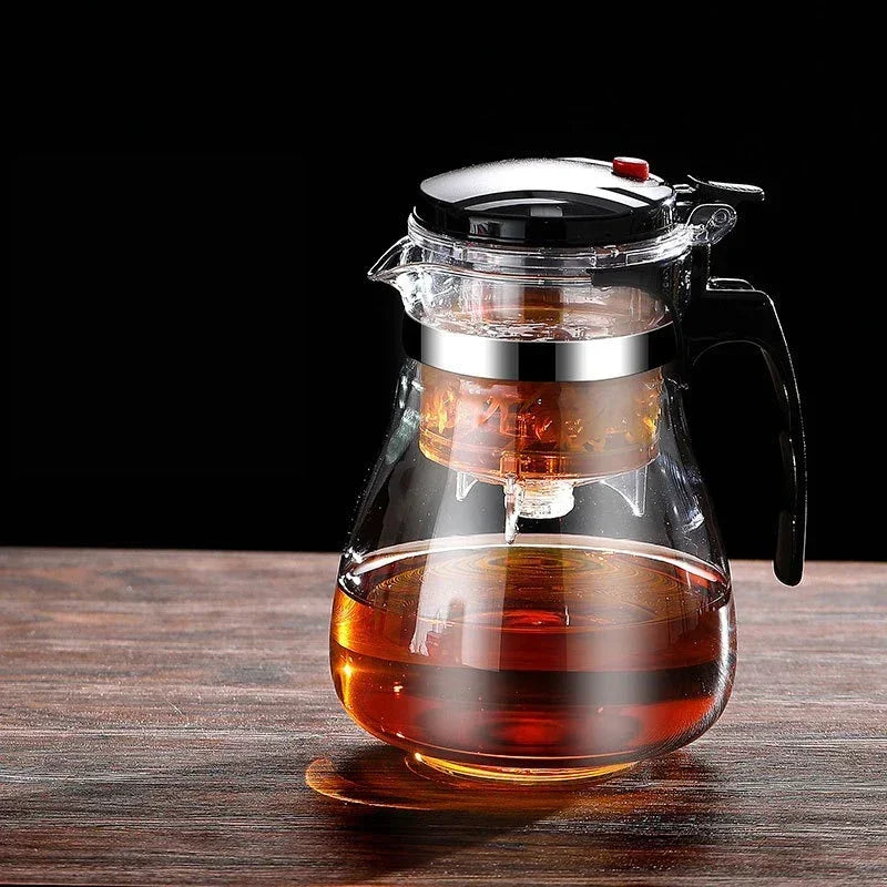 Chinese Style Kung Fu Teapot – Heat Resistant Glass Teapot with Tea-Water Separation Filter for Home or Office Use
