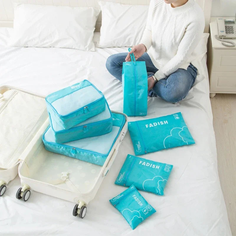 7-Piece Travel Storage Organizer Set – Portable Luggage Packing Cubes and Shoe Pouches