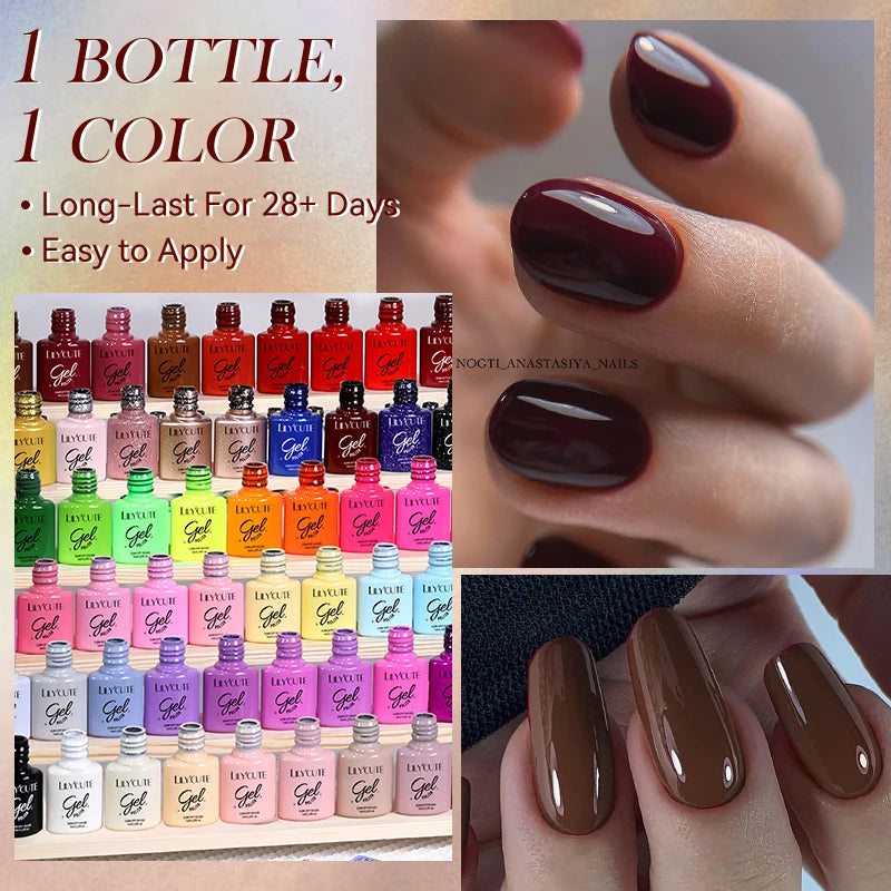 7ml Brown, Red & Purple Nail Gel Polish – Coffee Color Series Semi-Permanent Soak-Off UV Gel for Nail Art