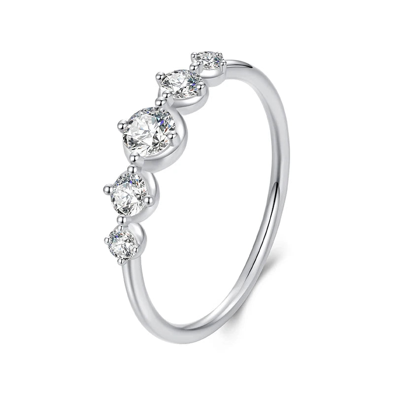 White Gold Plated Bubble Eternity Ring for Women – 925 Sterling Silver with Sparkling CZ Half Band