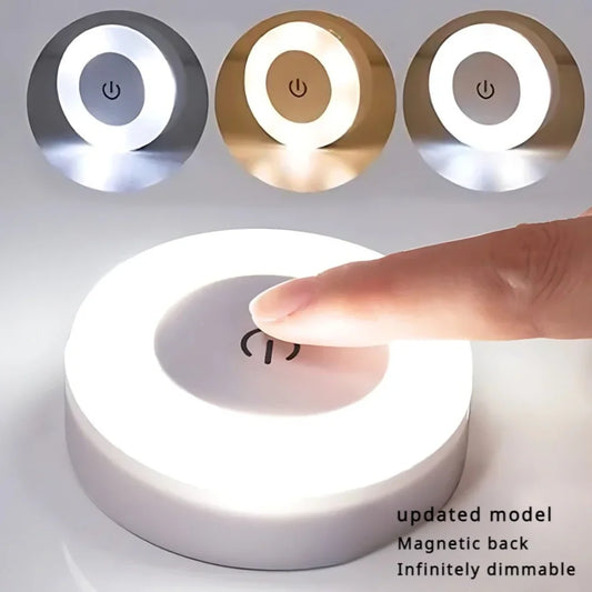 USB Rechargeable LED Night Light – Portable Touch-Control Atmosphere Lamp for Bedroom, Living Room, Closet & Reading – White/Yellow Light Options